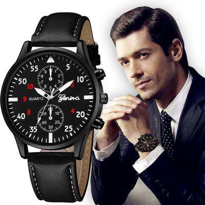 Moda Erkek Deri Askeri Alaşım Analog Kuvars Bilek Saati İş Saatleri