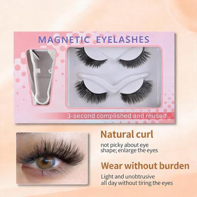 Reusable Magnetic False Eyelashes Set with Natural Curl – No Glue Needed, Easy Removal, Suitable for European and American Styles