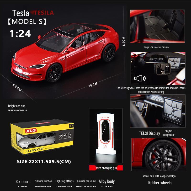 1:24 Tesla Alloy Car Model Simulation Toy - New Energy Vehicle for Kids