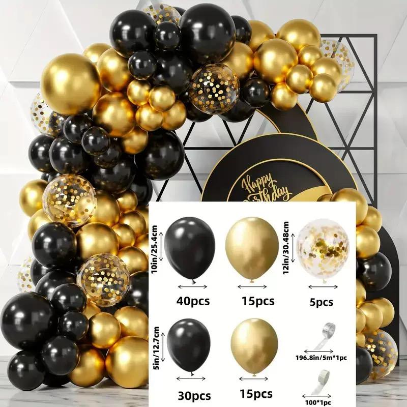 

120pcs black gold balloon set. Graduation season New Year s Retirement Wedding Birthday Gender reveal party supplies decoration Other