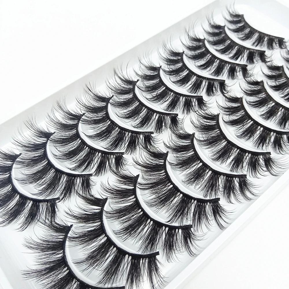 10Pairs 3d Lashes Mink False Eyelashes Eye Fake Lash Eyelash Extension Natural Set Wispy Lashes Supplies Tools Beauty Fluffy