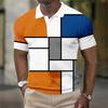 Fashion Men's Polo Shirt 3d Geometric Splicing Graphic Print Casual Mens Polo Shirt Button Lapel Short Sleeve Street Men Clothes