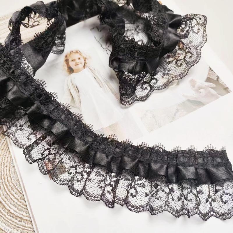 Double Pleated Crafts Lace DIY Children's Toy Doll Clothing Skirt Cuff Collar Sewing Materials Storage Basket Border Decoration