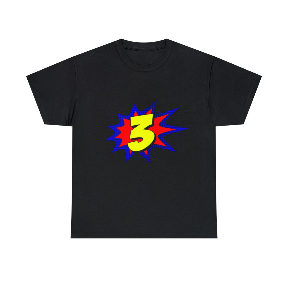 Superhero 3 Years Old Birthday Graphic Tee Shirt, S-5XL XL