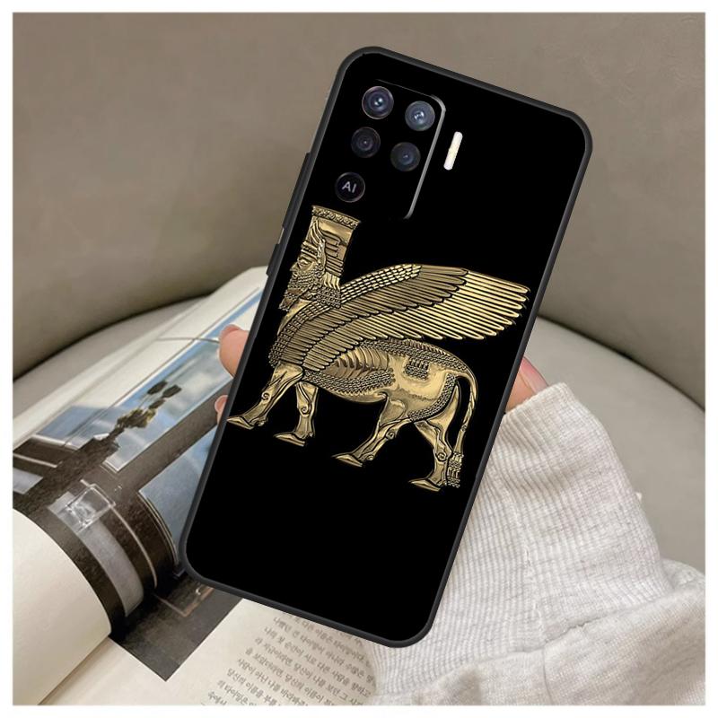 Lamassu Assyrian Winged Lion Case For Oppo A74 A94 A54 A18 A38 A58 A78 A98 A80 A60 A40 A96 A76 A16 A15 A17 A57 A77 A5 Pro