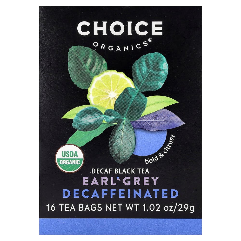 Choice Organic Teas Decaffeinated Earl Grey Tea Bags, 16 Count (32g / 1.12oz)