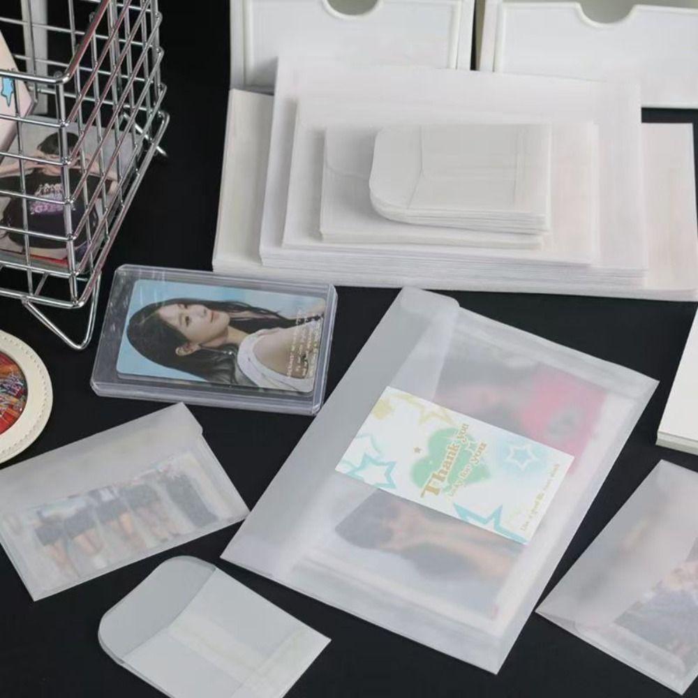 50Pcs/Pack Matte Frosted Vellum Paper Envelopes Simple Wedding Invitation Pouch  for Photos Storing
