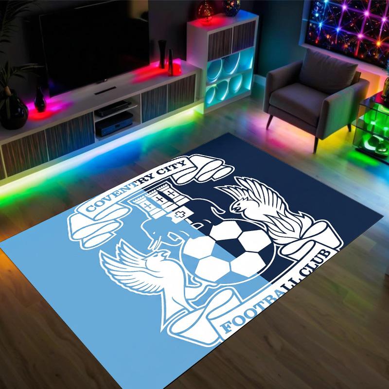 Coventry City Football Design Crystal Velvet Carpet Cozy Non?Slip Printed Rug For Bedroom Living Room Entrance