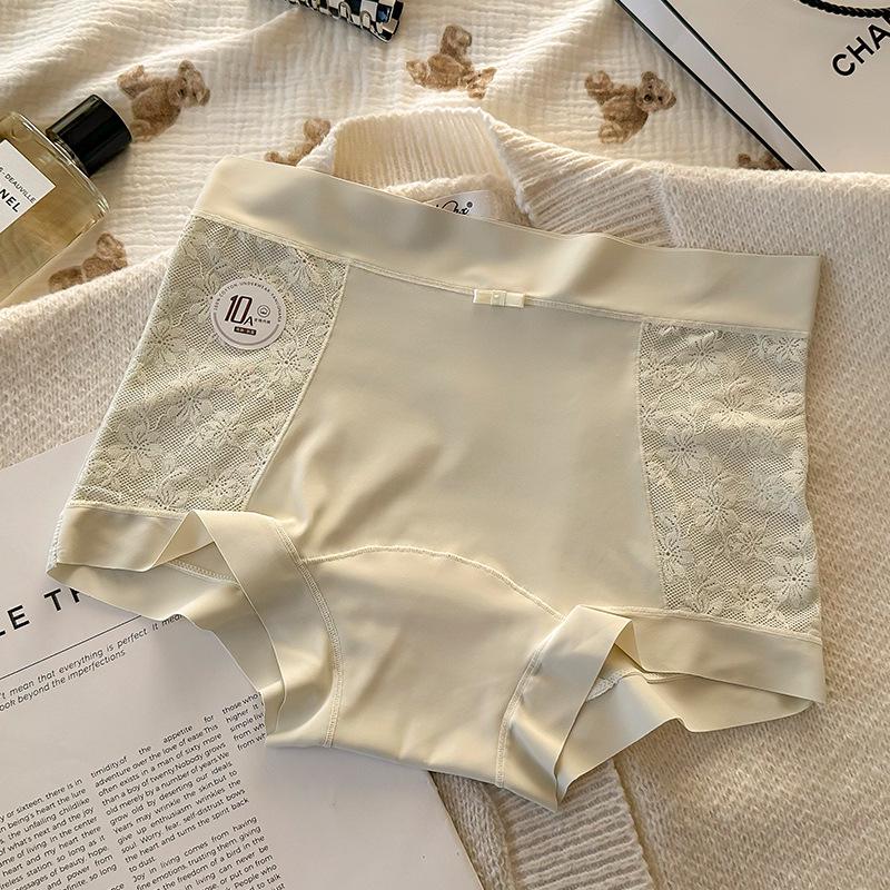 New Ultra-Light Seamless Lace Boyleg Panties with Antibacterial Pure Cotton Mid-Waist Double-Panel Crotch