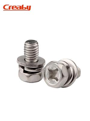 304 Stainless Steel Hex Head Screw Set with Washer and Spring Washer (Phillips Head, M3M4M5M6M8)