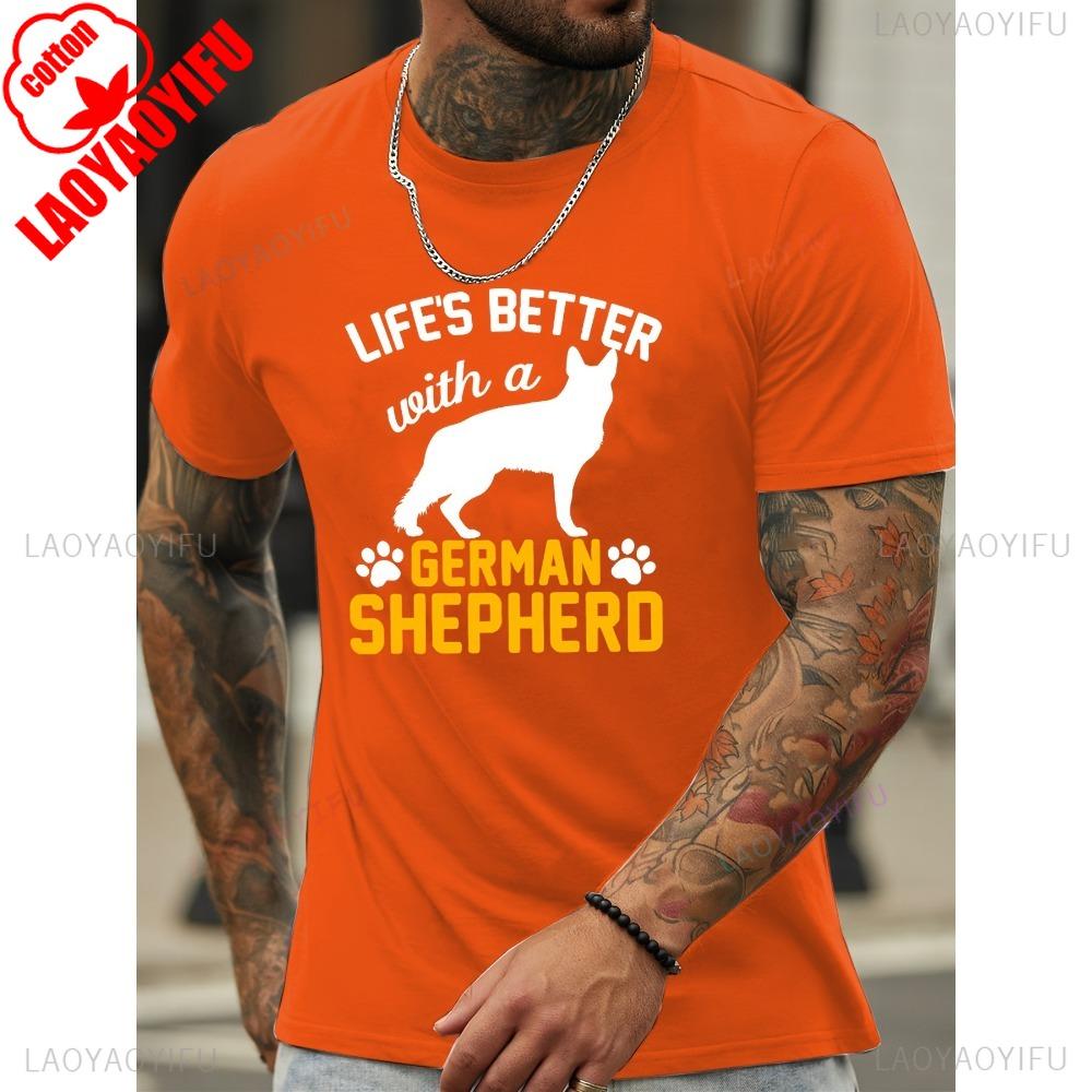 Unique German Shepherd Design Crew Neck T-Shirt Short Sleeve Casual Comfortable Breathable Summer Wear for Men Perfect