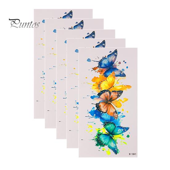 Removable Tattoo Stickers 5 Sheets Butterfly Stickers, Waterproof Temporary Flower Tattoos, Colorful Non-irritating Decals Face Body Tattoos