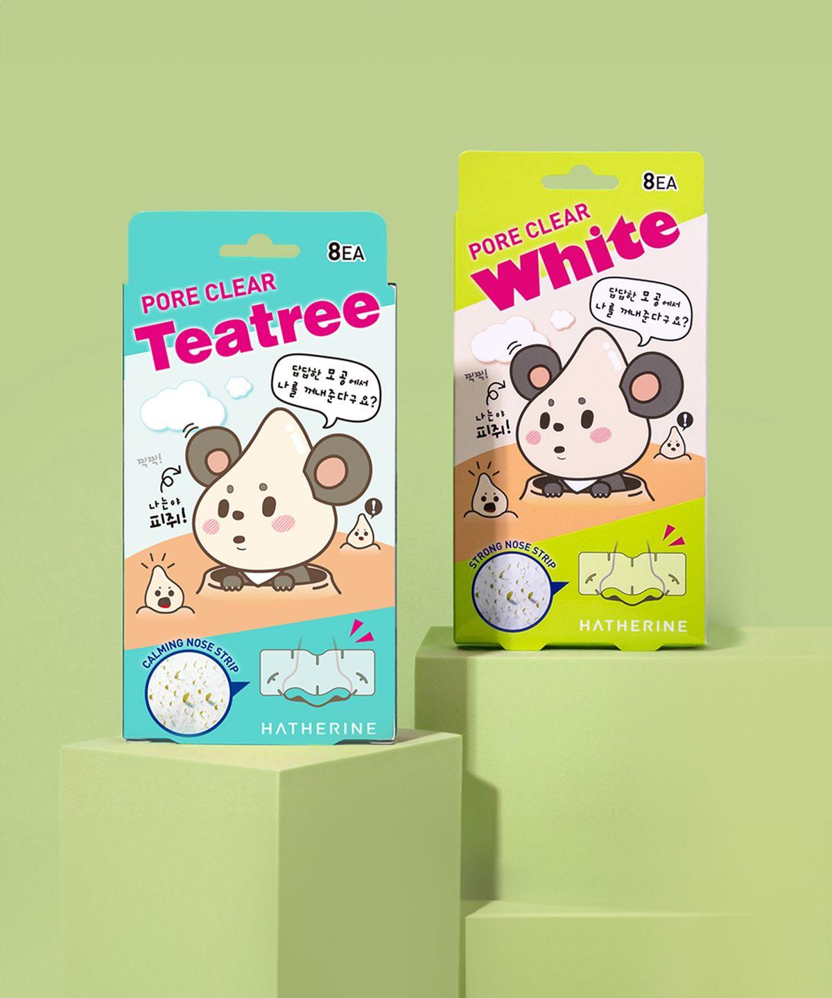 [4PACK] Pore Clear Nose Pack 8 Sheets (White/Tea Tree) white