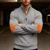 New Men's Autumn Casual Corduroy Solid-Colour Elbow-Patch Zip-Up Hooded Sweatshirt with Stand-Up Collar