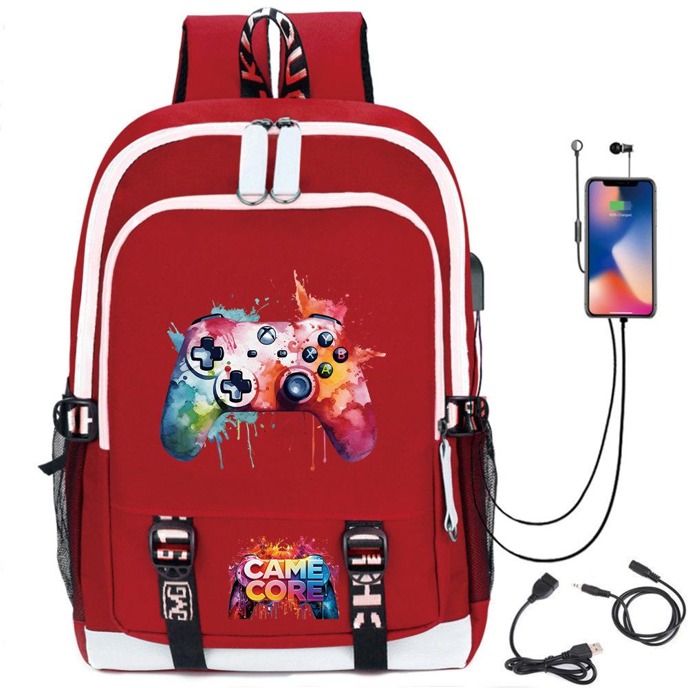 Digital Printing Gamepad Pattern Backpack Cartoon Elementary School Bag Large Capacity Usb Backpack