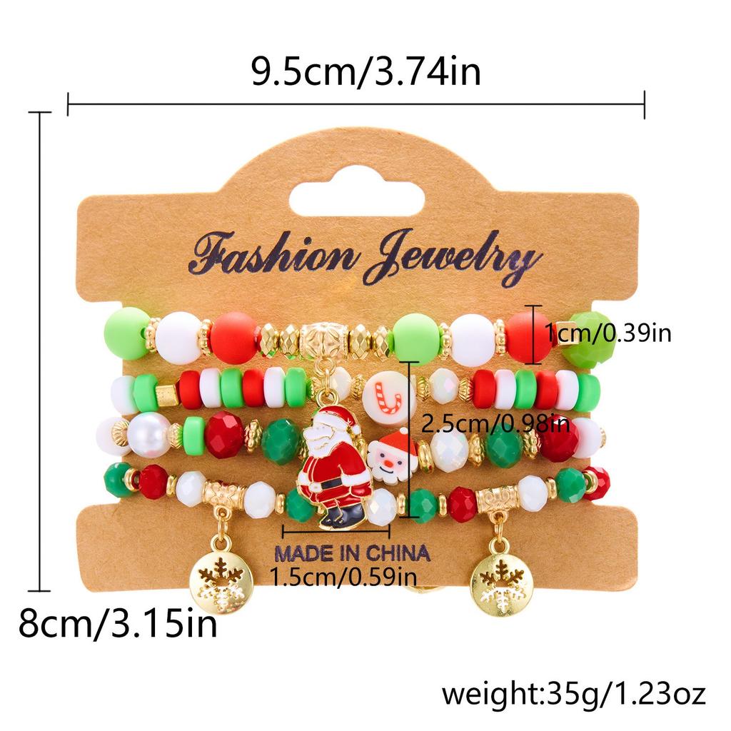 Christmas Combination Bracelet Creative Colorful Acrylic Santa Snowflake Stretch Beaded Bracelet Kids Merry Christmas Gift Favor