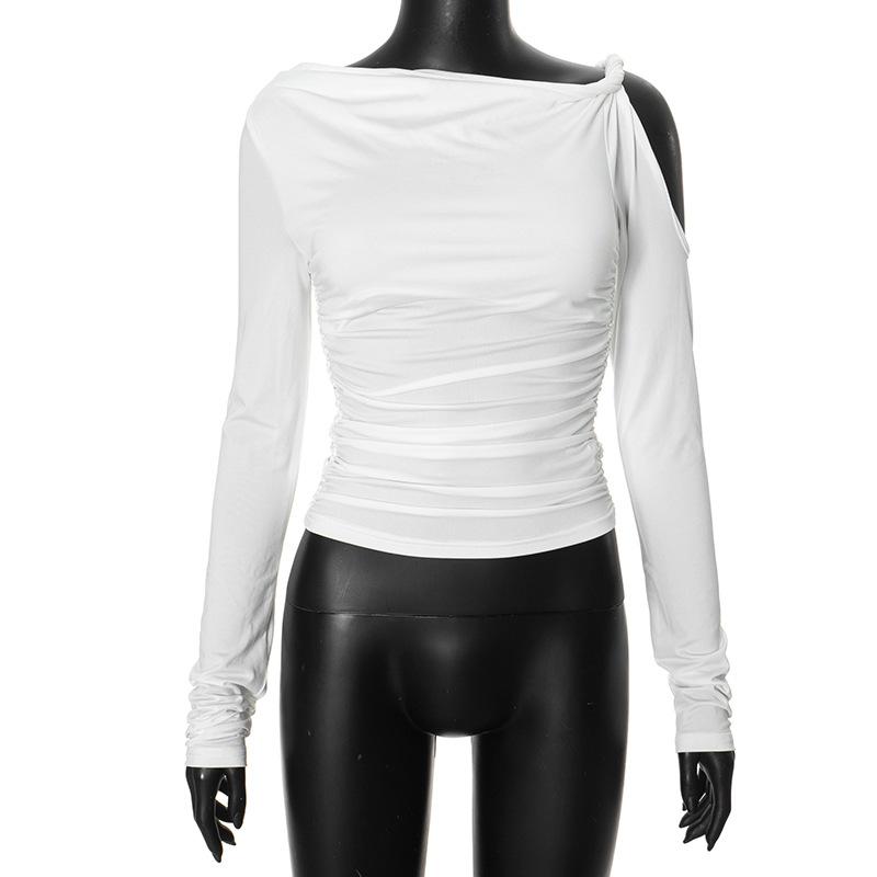 YYFS Women's Fashion Casual Spring Fall Solid Color Print Long Sleeve Oblique Collar Blouses & Shirts