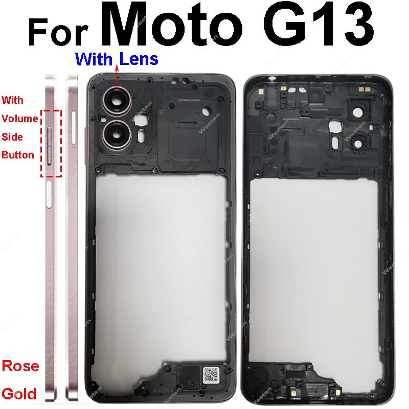 Für Motorola MOTO G13 G23 Mittelrahmenabdeckung Mittelrahmen-Blende mit Linsenrahmen Ersatz-Reparaturteile