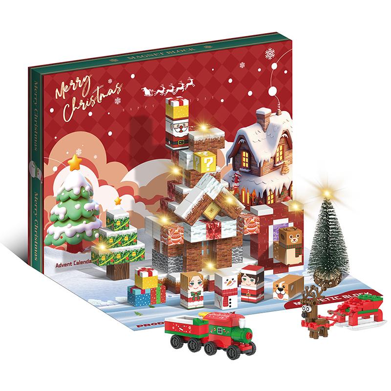 2025 Christmas Advent Calendar Magnetic Building Blocks Set, 24 Days Holiday Countdown Calendar