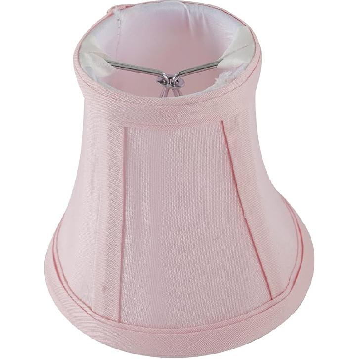 Mini Lamp Shade Clip On Bulb for Candelabra Bulbs- Barrel Fabric Shade ONLY for Candle Bulbs Chandelier Wall Lamp DIY Lighting Accessories (5, Pink)