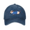 Black Vintage Baseball Cap With Dachshund  New Vintage Washed Cotton Baseball Cap Parent Kids Sun Hats