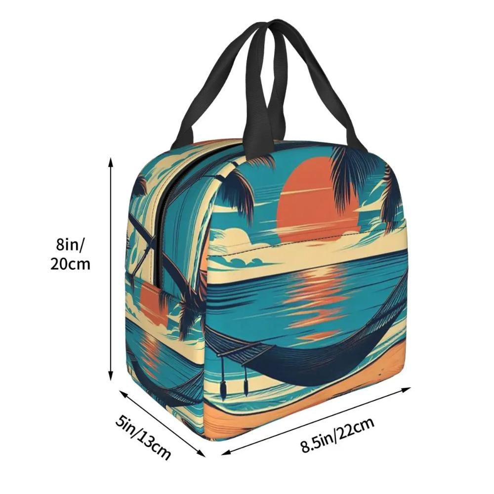 Beach Hammock Pattern Insulated Lunch Bag for Women Kids Portable Food Boxes Thermal Lunch Box Tote
