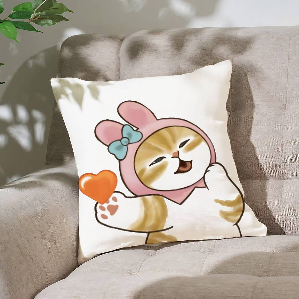 Cat M-Mofusand Cute Pillow Case Throw Pillow Cover Nordic Vintage Style Cushion Covers Home Living Room Sofa Couch Seat Decor