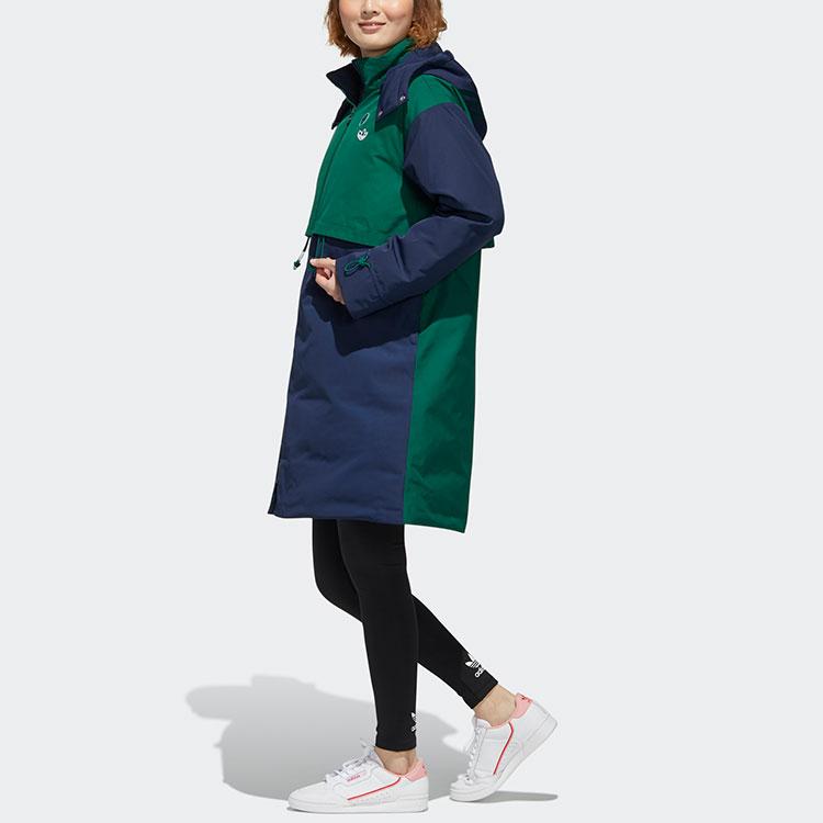 Adidas Originals Bellista Parka Color Block Mid-Length Warm Hooded Down Jacket Women Outerwear Navy-Blue GL6405