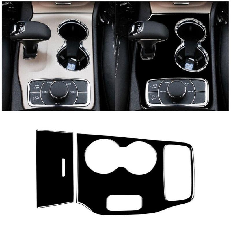 1 Set Glossy Black Soft Plastics Car Console Gear Shift Panel Covers for Jeep Grand Cherokee 2014 2015 Auto Interior Accessories