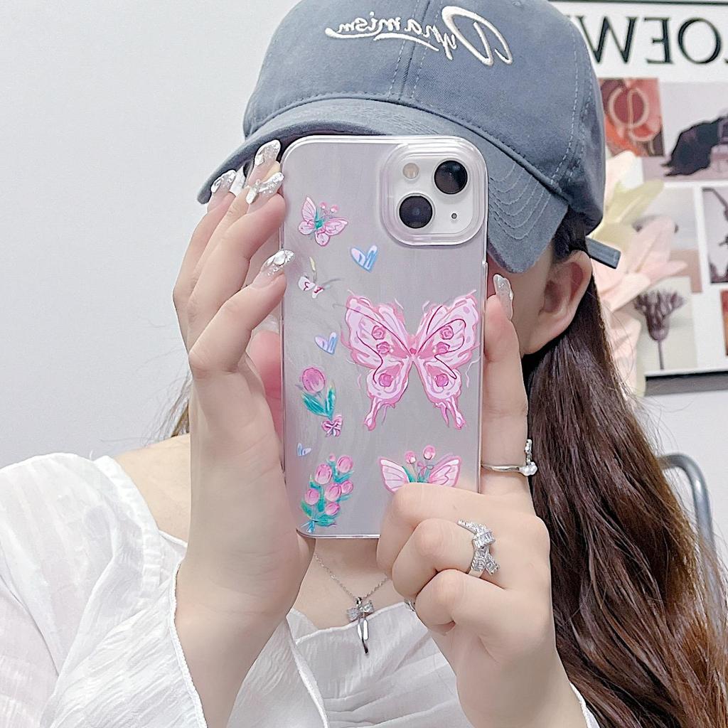 Laser Tulip Butterfly Silicone Case for Xiaomi Redmi Note 12 11 10 Samsung A54 A24 A14 Oppo A78 A58 A38 Tecno Spark 10 Pro Funda Cover Soft TPU Bumper