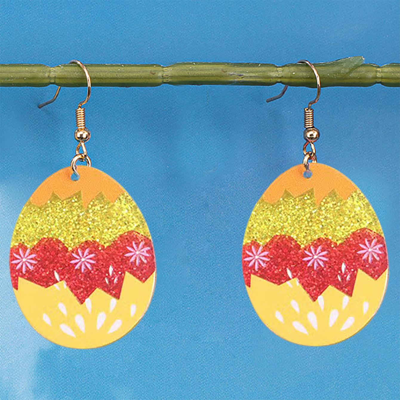 Easter earrings earrings egg rabbit floral print sex celebration holiday batch geometric pattern