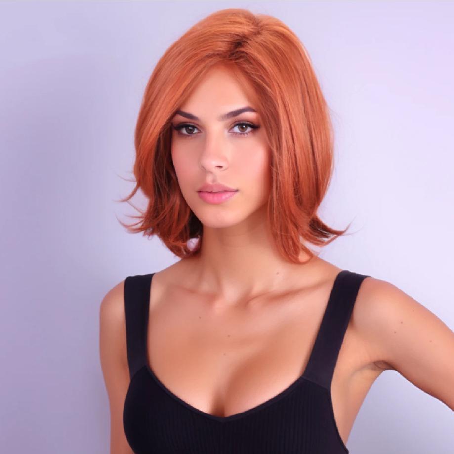 Světle blond hnědočervené syntetické paruky Krátká rovná paruka Bob vlasy pro ženy Cosplay Denní přírodní vlasy paruka z tepelně odolných vláken