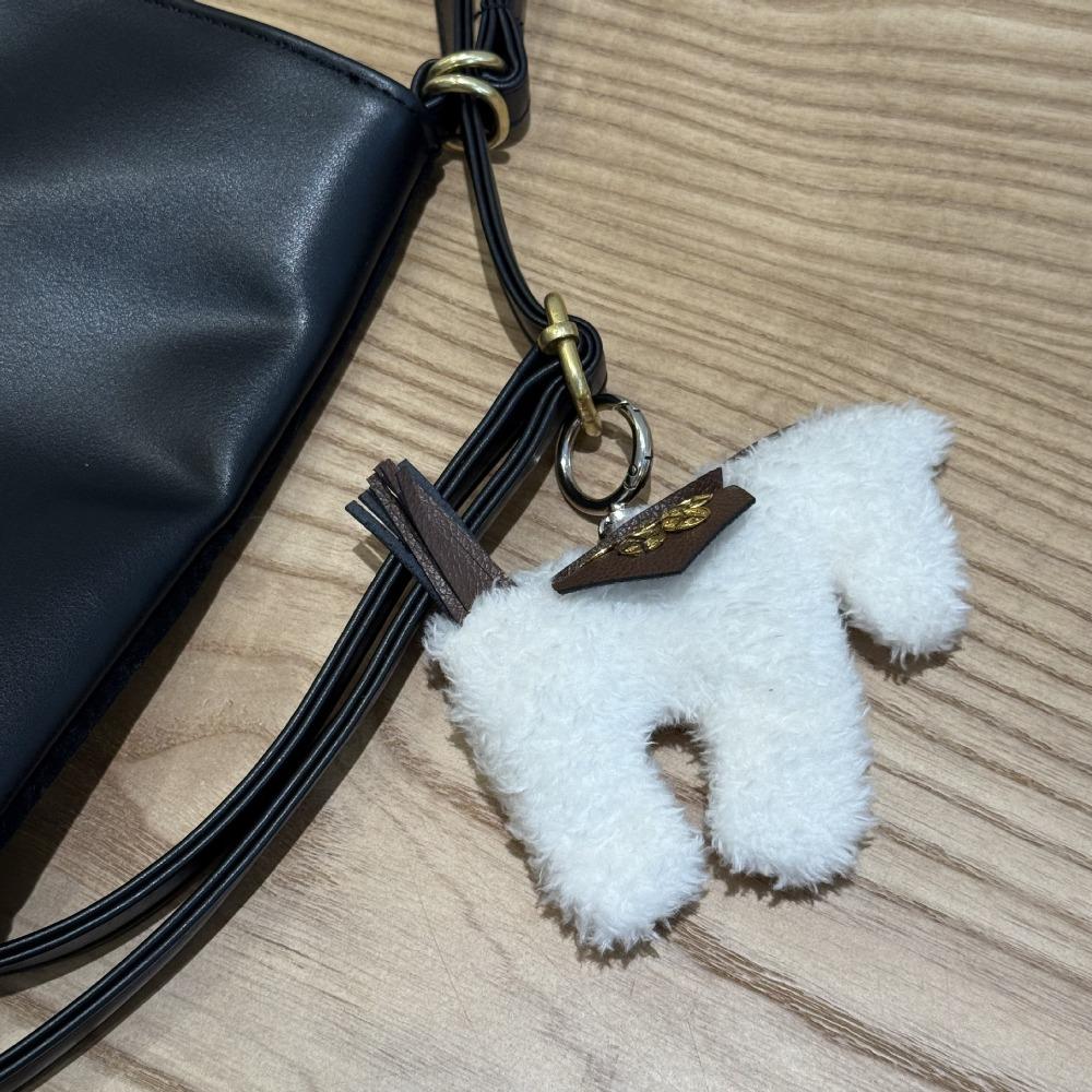 Cute Cloth Pony Pendant Pu Leather Horse Year Key Ring Cartoon Plush Horse Keychain  Hanging