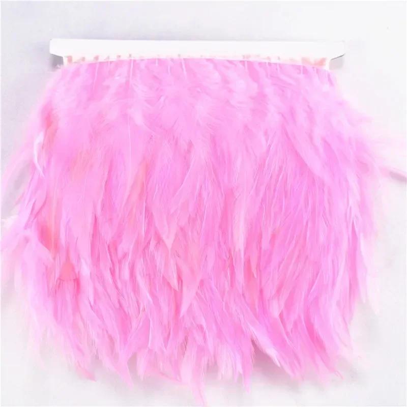 FeatherColored Pheasant Feathers On Tape Trim Fringe White Black Rooster Chicken Feather Skirt Trims Clothes Ribbon Sewing Handicrafts