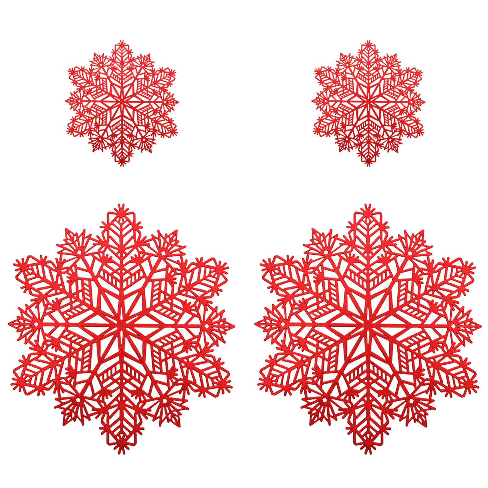 

4/8pcs Snowflake Placemats WhiteGold-Stamped PVC Round Snow Flake Table Mats for Xmas Party Holiday Wedding Dinner Decoration