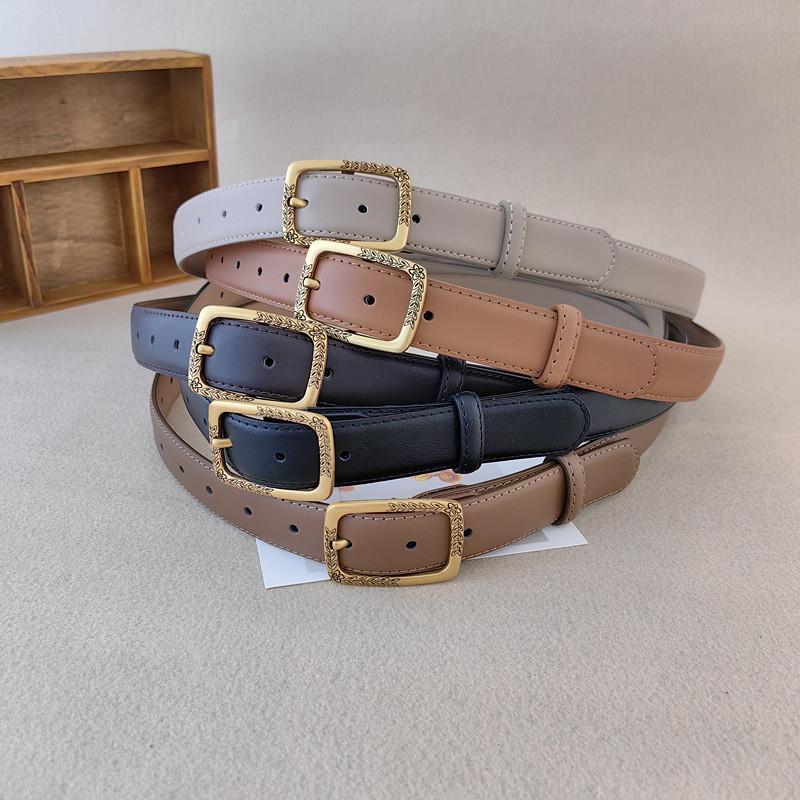 Genuine Leather Womens Cowhide Belt Alloy Buckle Fashionable Casual Decoration