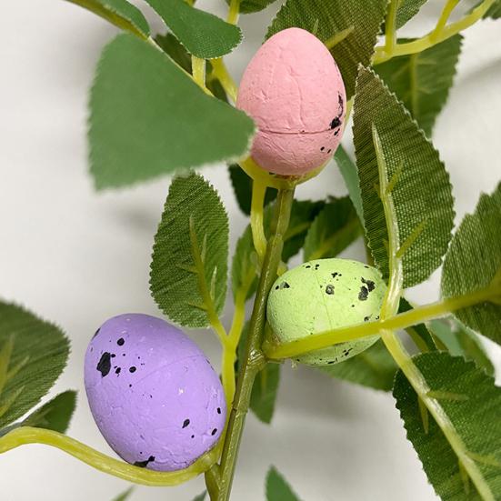 1ks/2ks rostlina velikonočních vajíček Snadná údržba Dekorativní plast Užitečné velikonoční falešné listy Větev s barevným dekorem vajíček pro domácnost