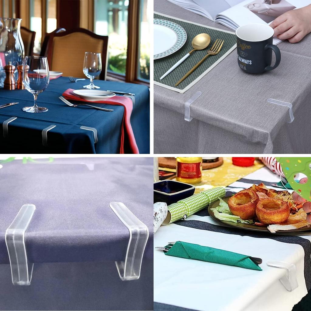 6/12/24pcs Clear Tablecloth Clips Plastic Windproof For Home Kitchen Restaurant Table Weddings Birthdays Tablecloth Accessory