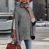 2025 Autumn/Winter Women's High Neck Loose Fashion Cape Sweater - Solid Color
