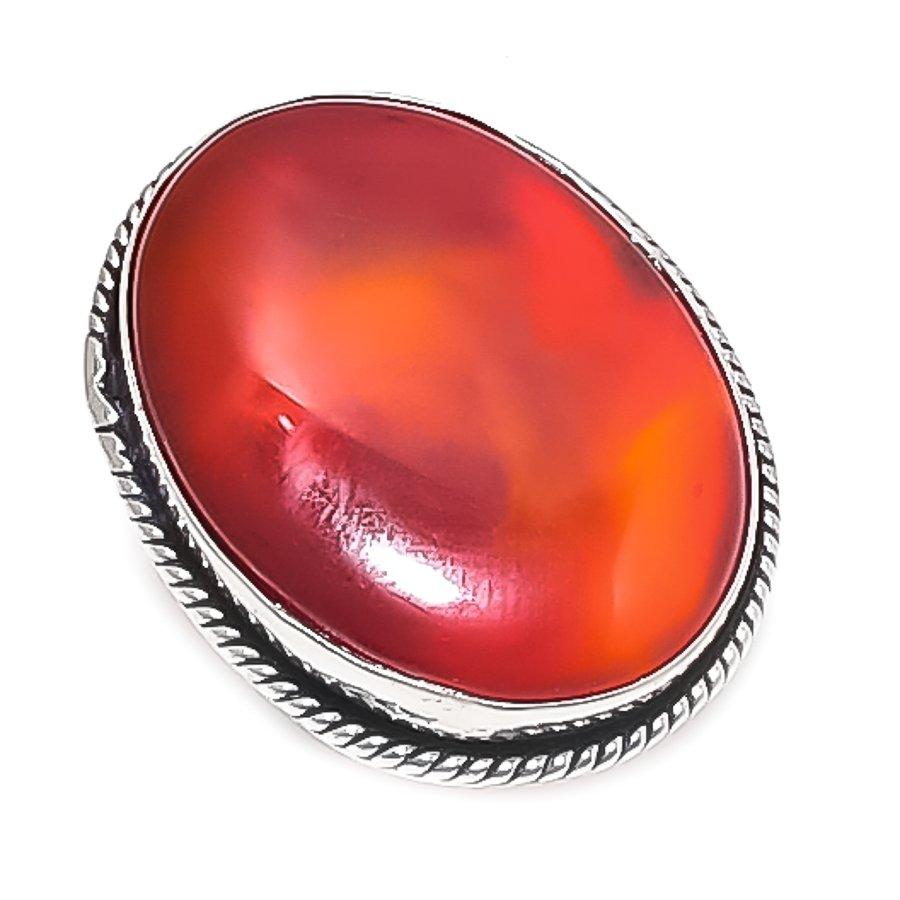 

Натуральный сердолик, ручная работа, ювелирное изделие из стерлингового серебра 925 пробы, кольцо, размер 8 W8q71
