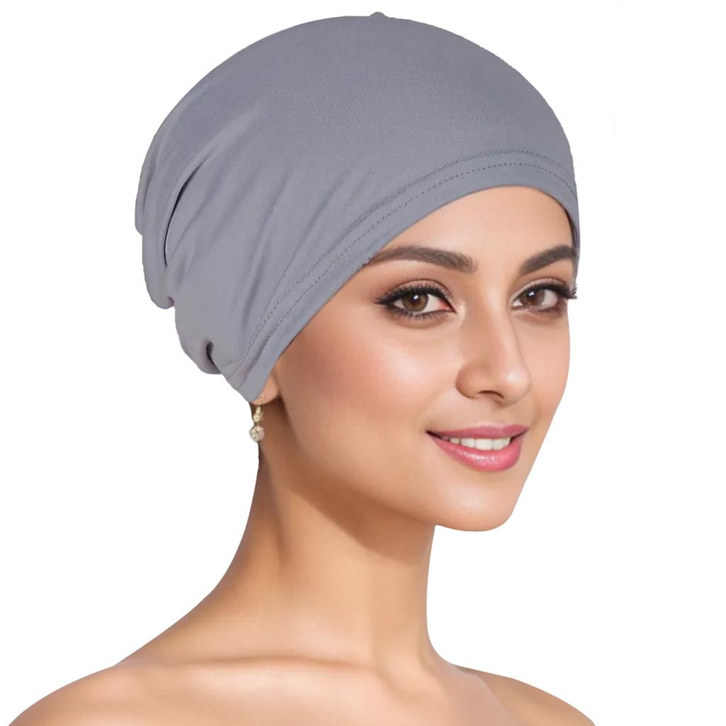 Solid-Color Turban Hat Head Scarf For Ladies Women Causal Turban Cap Headband Breathable Full Cover Hat Headwear For Daily Wear