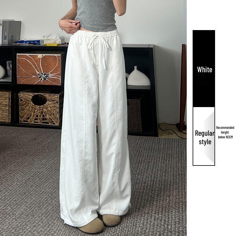 

Women s High-Waisted Ice Silk Wide-Leg Pants - Summer 2025, Quick-Drying, Lightweight, Casual, Loose Fit, Cool Workwear. S for 80-95 lbs