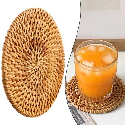 Handgemachte Rattan Untersetzer und Halter Set für Getränke Tassen Tischset Home Küche