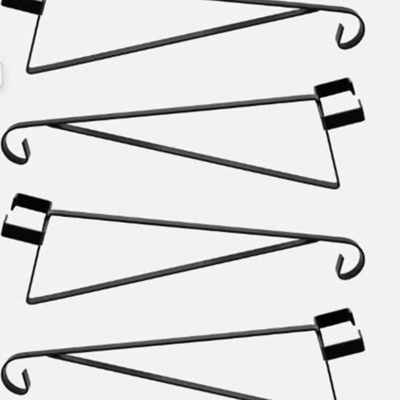 Household Flower Basket Support Arm Set of 4 for Fence Post, Metal Holders for 16 Inch Baskets, Balcony Display with Open Outdoor Spacing