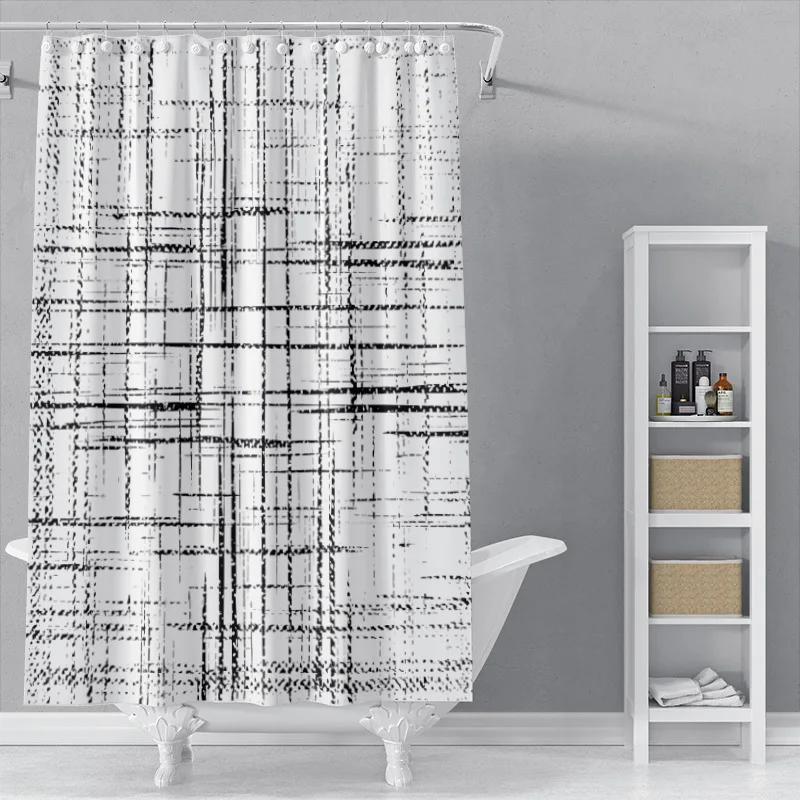 The New Isn Simple Nordic Black And White Line Draft Shower Curtain Toilet Partition Hanging Cloth Window Shading