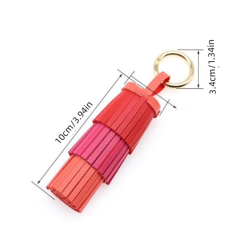 Handmade Bohemian Leather Tassel Keychain Colorful Decor Pendant for Beach Bag Key Summer Holiday Gift for Kids