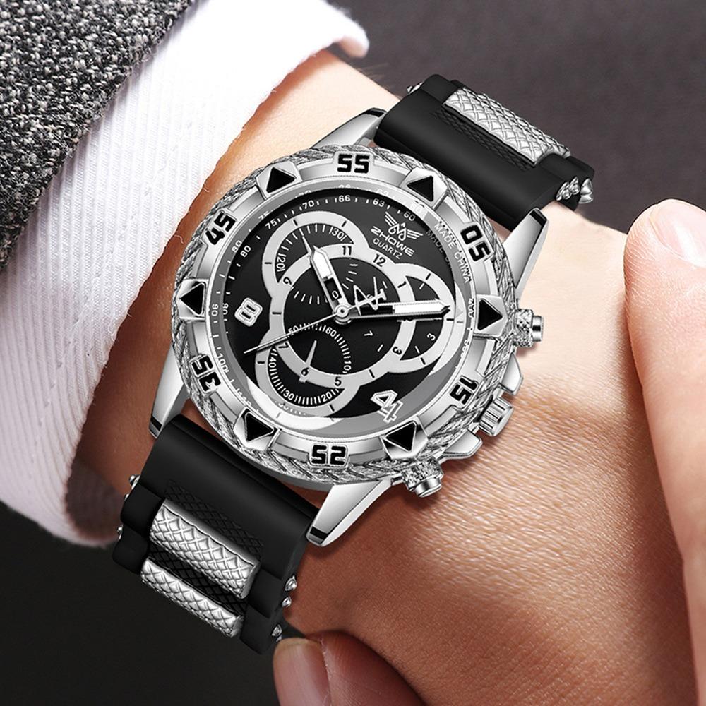 Men's Watch Blu-ray Glass Quartz Watch Classic Watch False Three-eye Digital Alloy Watch