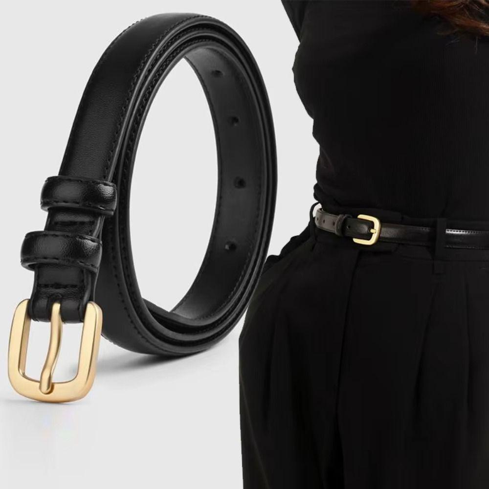 Black Needle Buckle PU Leather Waist Belt Strap Korean Style Waistband Dress Decoration