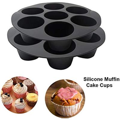 7 trous Airfryer Silicone Pot Muffin gâteau tasse moule plat de cuisson pour pâtisserie Air friteuse four à micro-ondes plateau de cuisson accessoire de cuisine