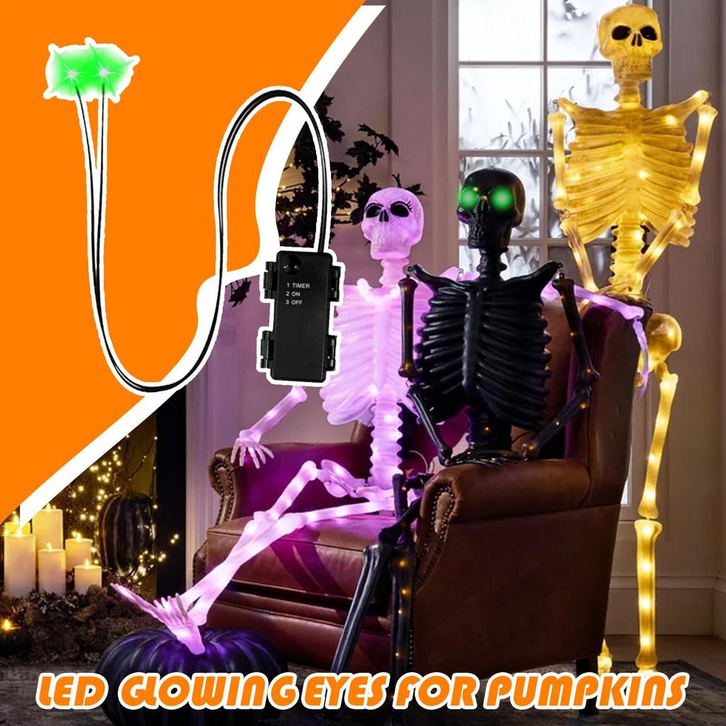 Light Up Eyes Halloween Light Up Eyes for Skulls With Timer LED Decorations Spooky Props for Indoor Outdoor Skeleton Pumpkins